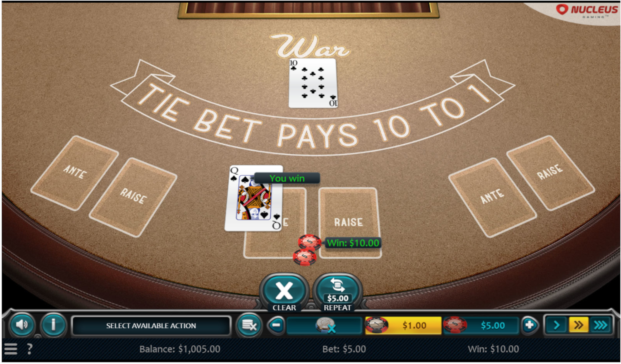 play casino war online for free